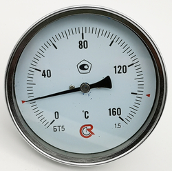 Термометр биметаллический  БТ-51.211 (0+160) 64мм, G1/2, 1.5, осевой, показывающий