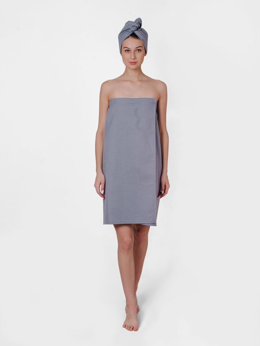 Парео-юбка вафельное серое