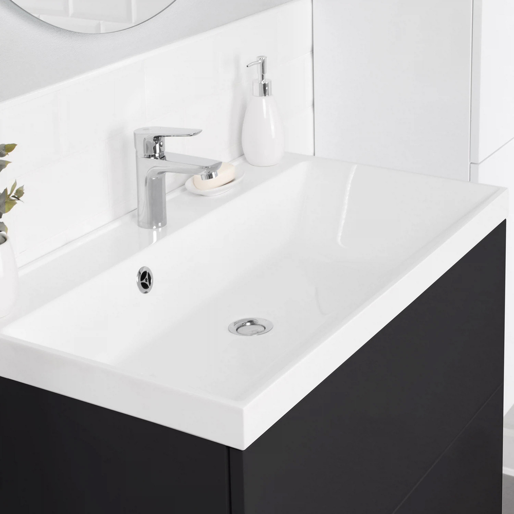 Комплект тумба ICON 80 (800х451х588) подвесная с раковиной CLARISSA 80 Графит