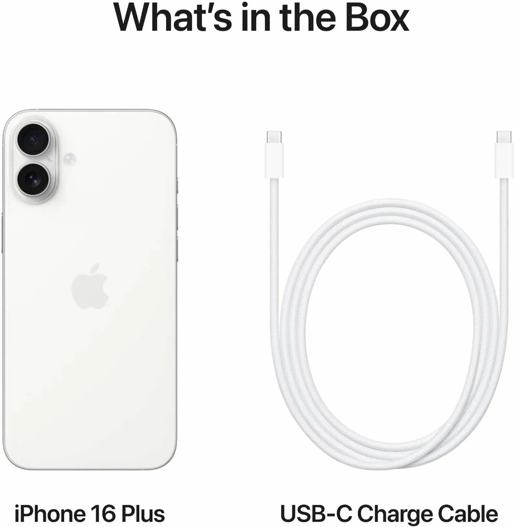 Смартфон Apple iPhone 16 Plus, OLED-экран, 6.7", 128ГБ, белый, nanoSIM+eSIM