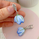 LEFIREL' Серьги серебряные женские "Давелия" с цветами из муранского стекла / ювелирные украшения из родированного серебра 925