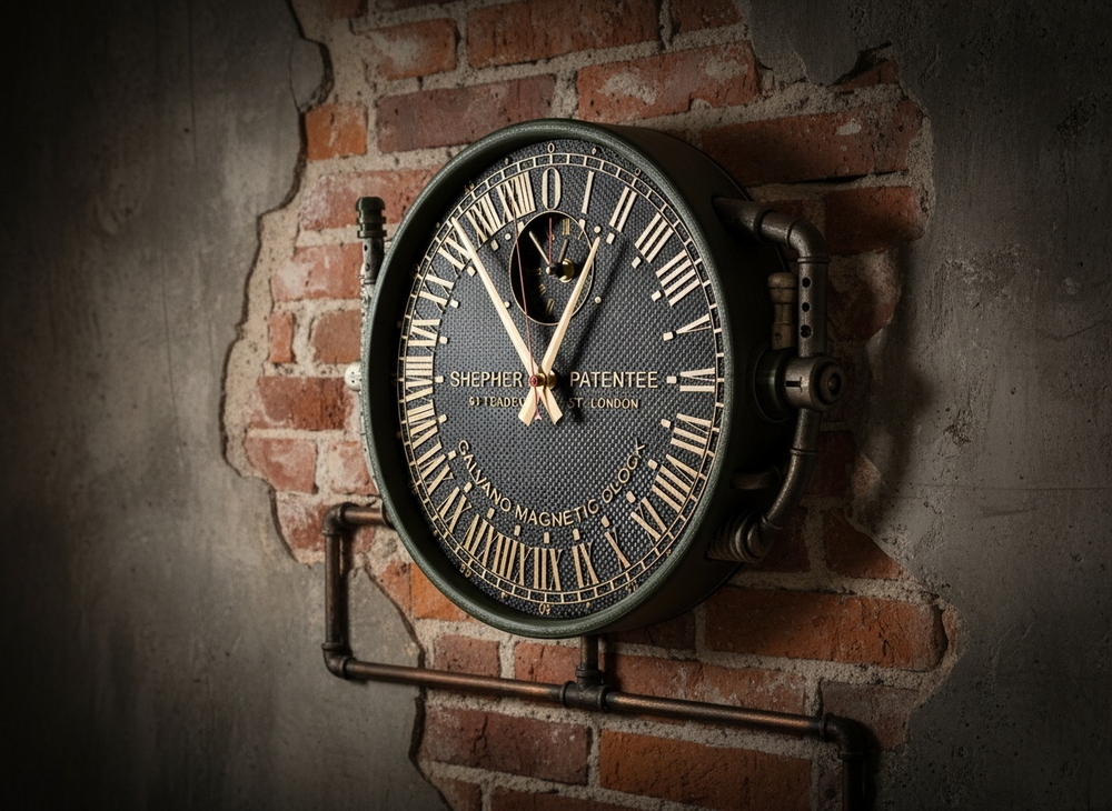 Настенные стимпанк-часы «Oriental Express» — 24-часовой UTC + 12-часовой циферблаты,