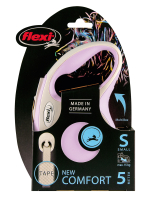 Поводок-рулетка Flexi New Comfort S. Лента 5 м. для собак до 15 кг. Розовый
