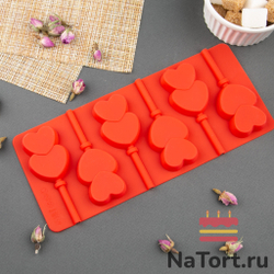 Форма силиконовая  «Леденцы сердечки двойные» 6 ячеек