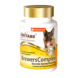 Unitabs Brevers Complex с Q10, пивными дрожжами для круп.собак