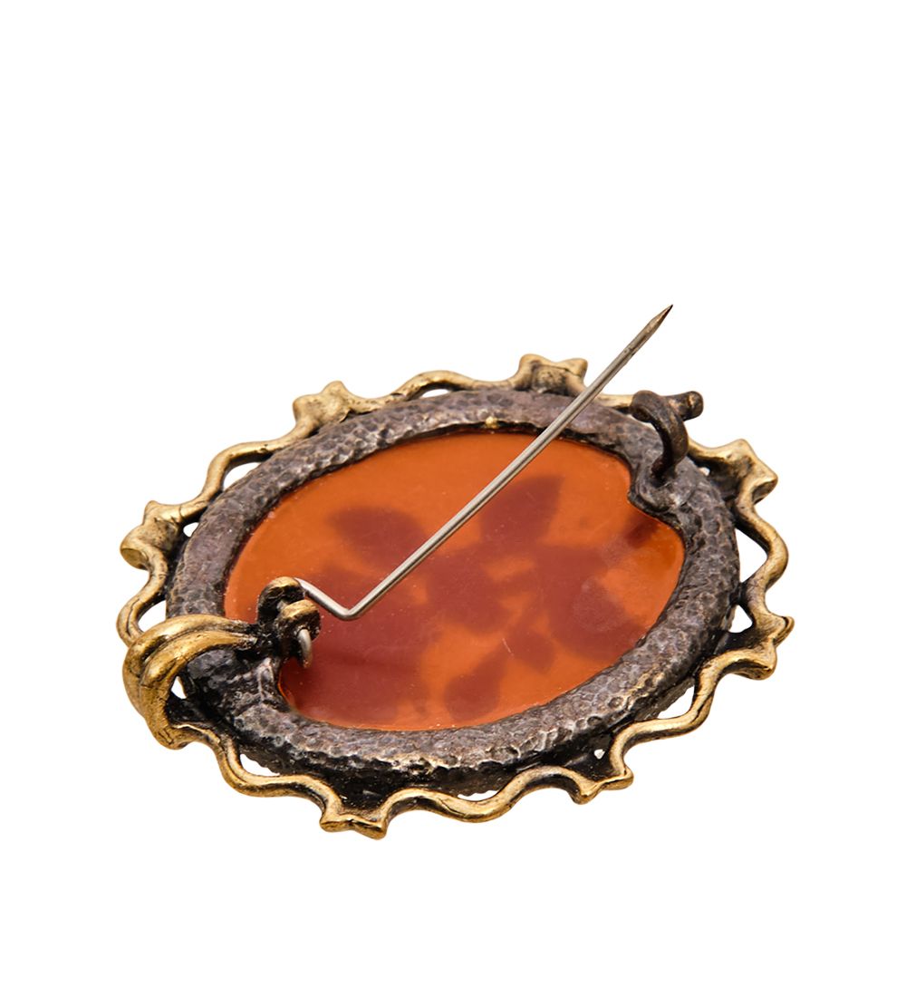 AM-2598 Брошь «Камея Роза» (латунь, янтарь)