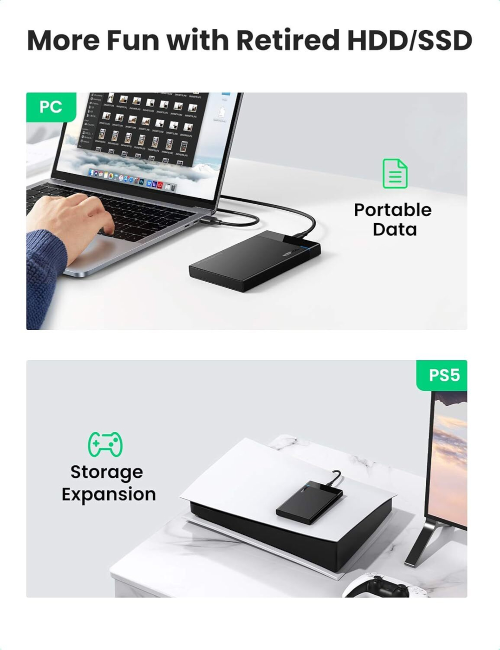 Корпус внешнего жесткого диска USB 3.0 SATA 2.5" UGREEN 50743