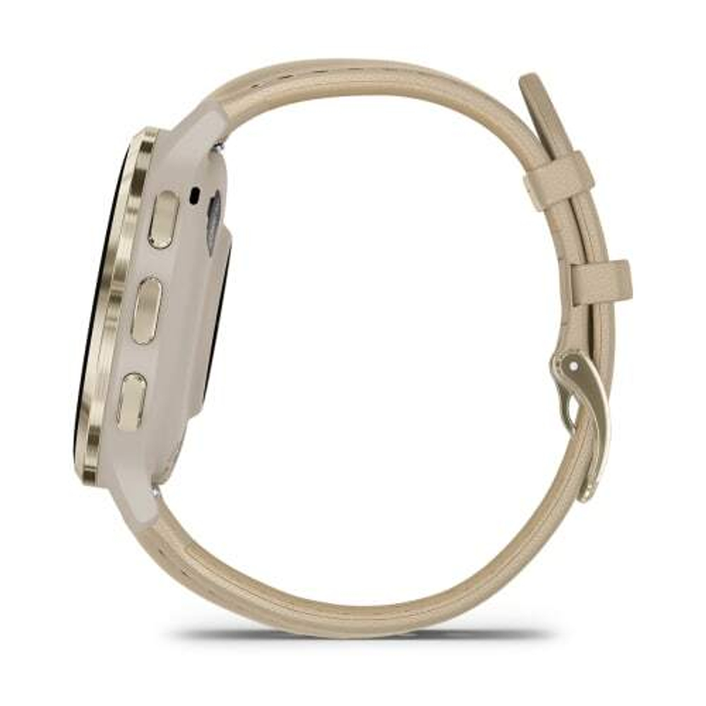 Смарт часы Garmin Venu 3S цвета "французский серый" с золотистым безелем и кожаным ремешком