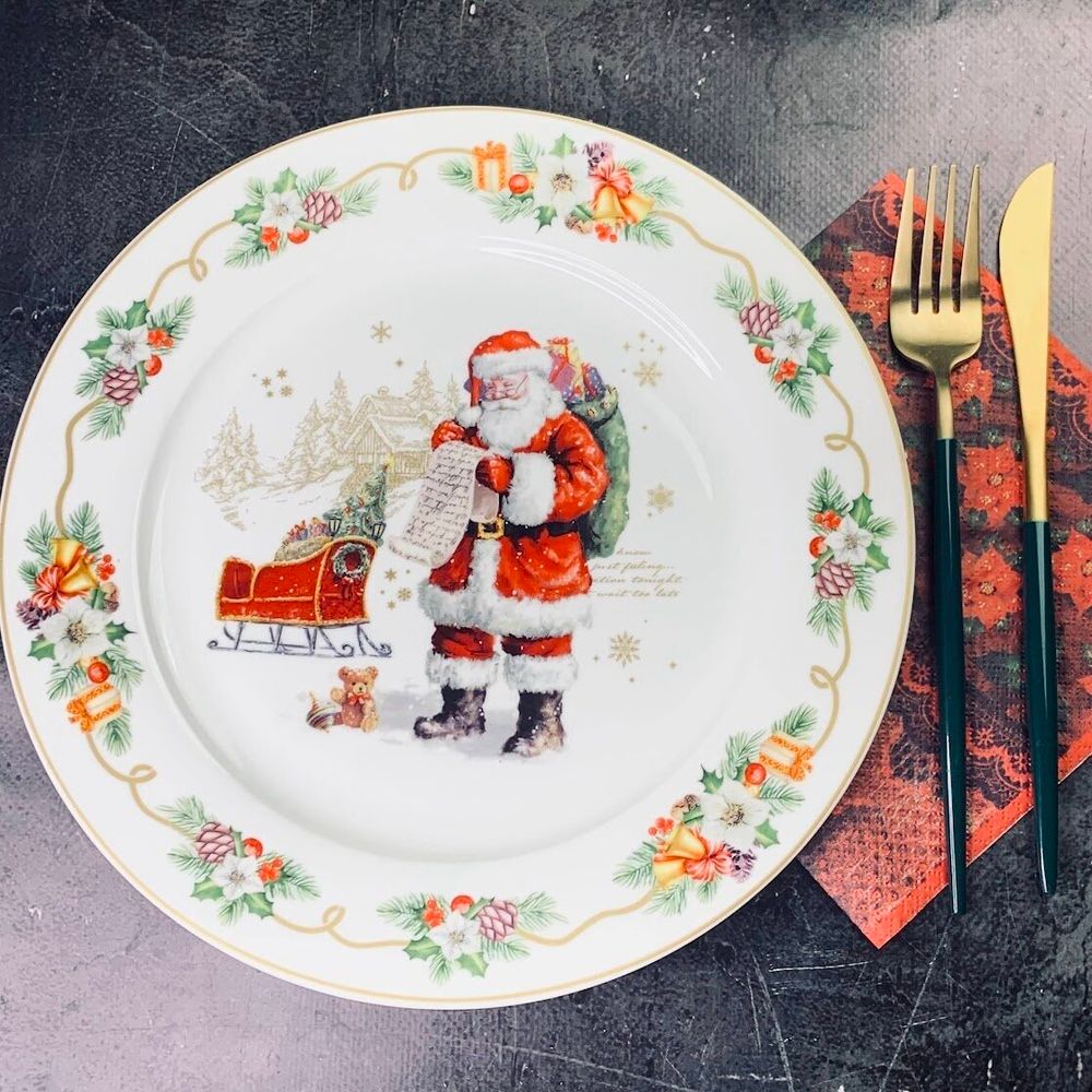 Lenardi 205-317 Набор из 6 тарелок 27см НОВЫЙ ГОД в под.уп.(х6)Фарфор