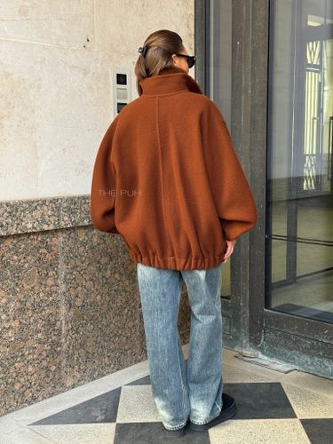 Шерстяной коричневый оверсайз бомбер