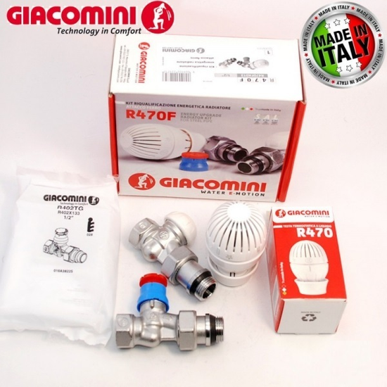 Комплект термостатический Giacomini R470F 1/2" прямой для радиатора (арт. R470FX013)