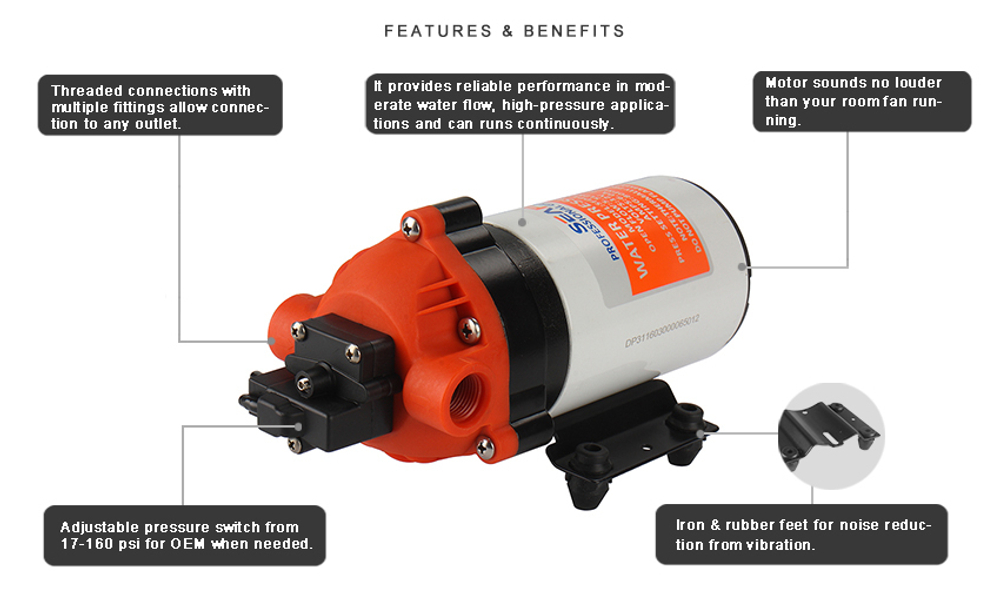 Насос мембранный 12B, 5,5 л/мин, 80 PS