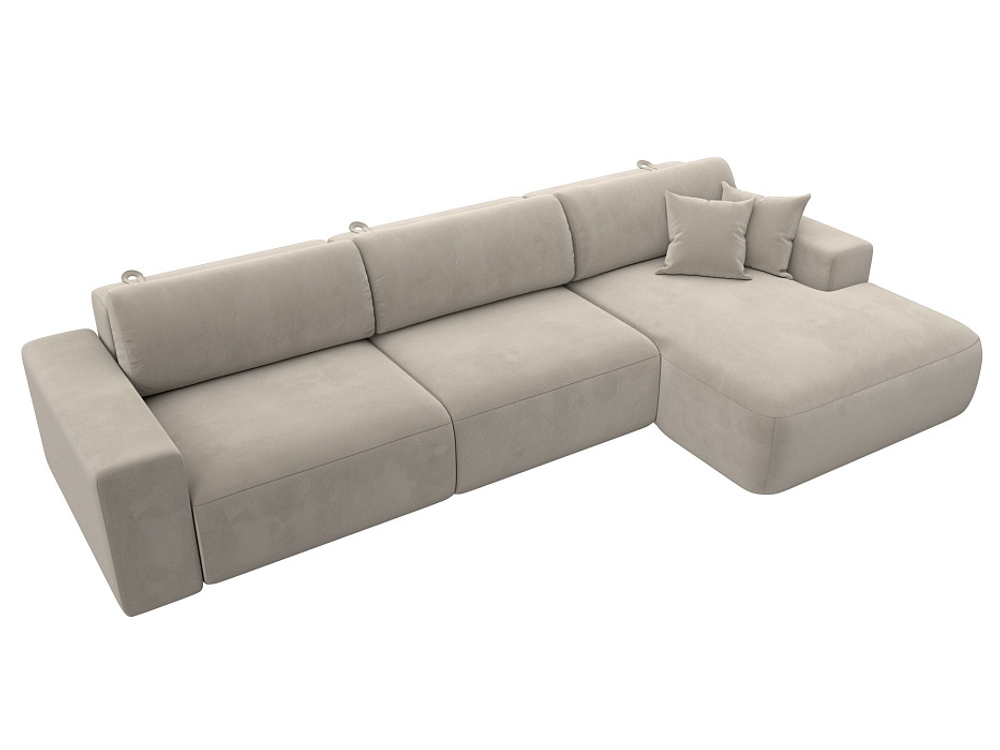 Диван угловой Лига-036 НПБ Классик Лонг правый угол МИКРОВЕЛЬВЕТ Бежевый