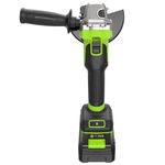 Угловая шлифовальная машина акк. Greenworks AG590, 24V, б/щет, 125 мм, 8500 об/мин, Anti-Kickback,1х4Ач,ЗУ,кор (3201007CUB)