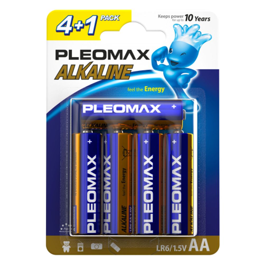 Батарейки Pleomax LR6-4+1BL Alkaline