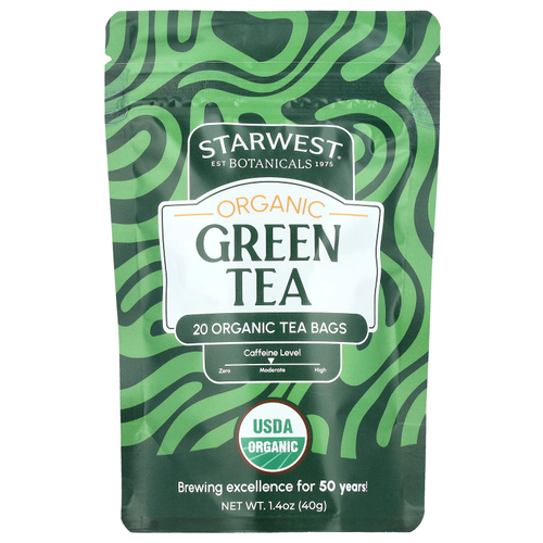 Starwest Botanicals, Органический зеленый чай, 20 чайных пакетиков, 40 г (1,4 унции)