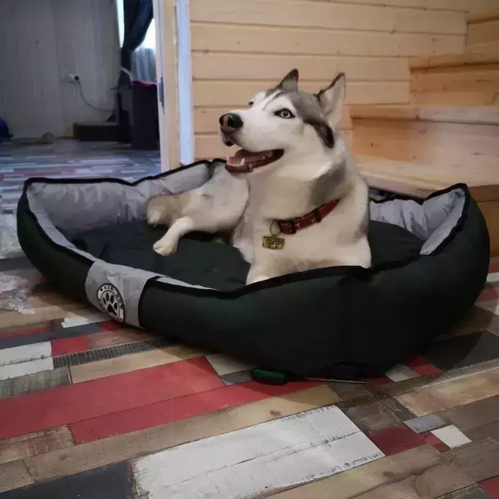 Лежак для средней собаки размер L антивандальный разборный серо-зеленый Lapalandia