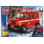Конструктор пластмассовый 35эл. Пожарная служба "Uaz Hunter" SB-35041 (Город мастеров)