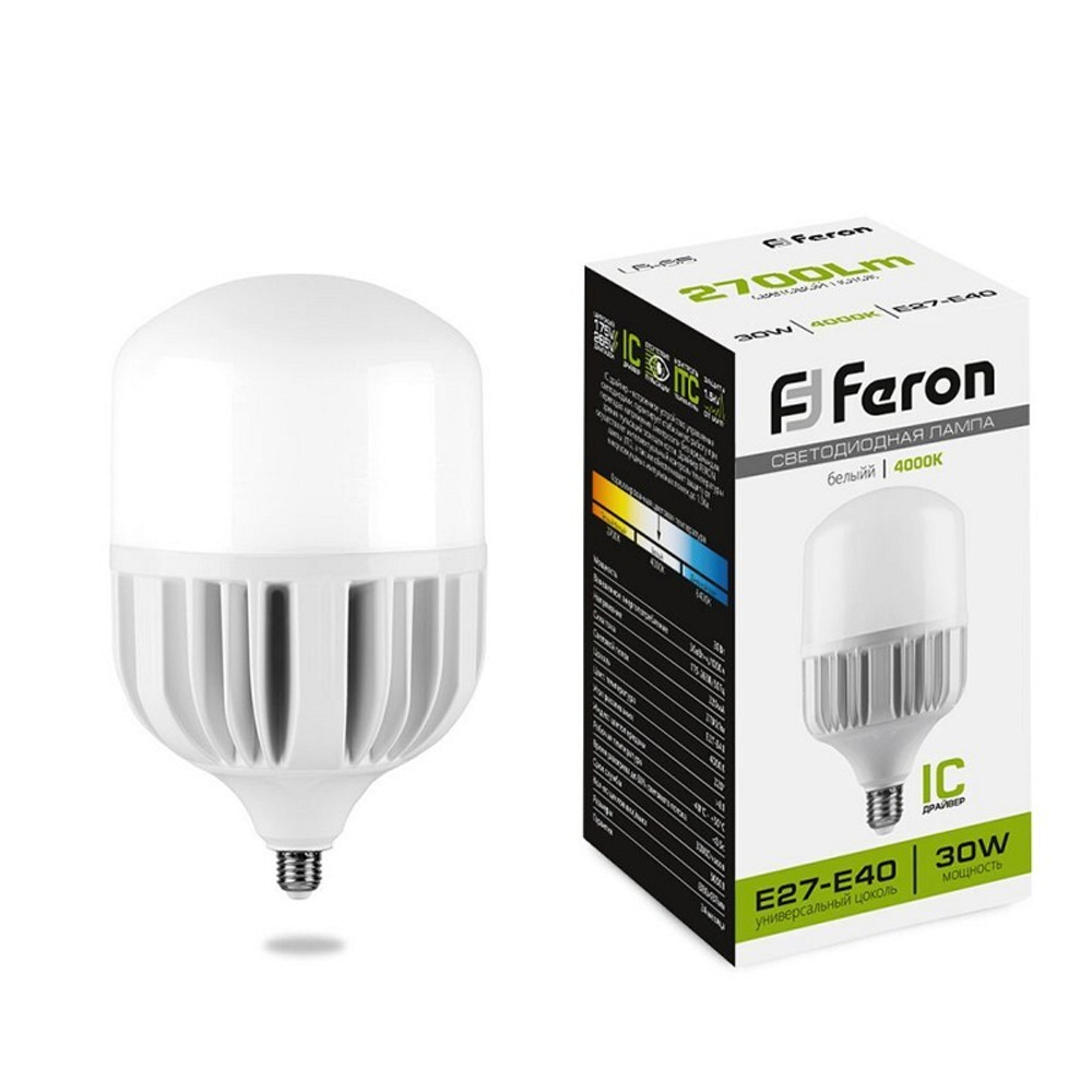 Лампа светодиодная.  30W  230V E27-Е40 4000K T80. LB-65