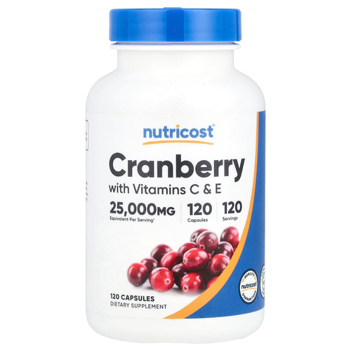 Nutricost, Клюква с витаминами C и E, 120 капсул