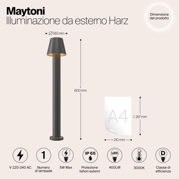 Уличный светодиодный светильник Maytoni Harz O421FL-L5GF