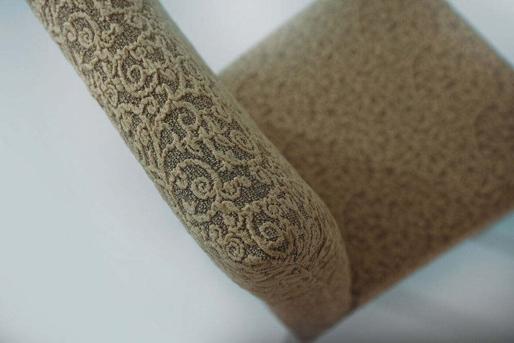 Чехол на стул без оборки Жаккард, цвет Какао, Набор 4 шт.