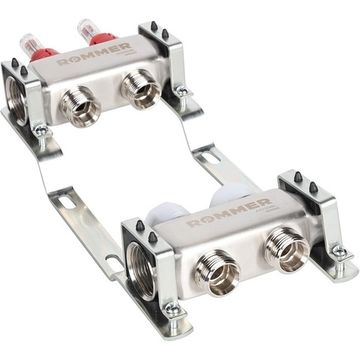 Коллектор Rommer 1"x3/4" на 2 контура с расходомерами (нерж. сталь) RMS-1200-000002