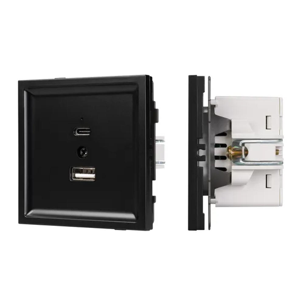Механизм USB розетки SCT-TENDO-MUAC-PL-BK (5V, 3A, QC3) (Arlight, -) 054095
