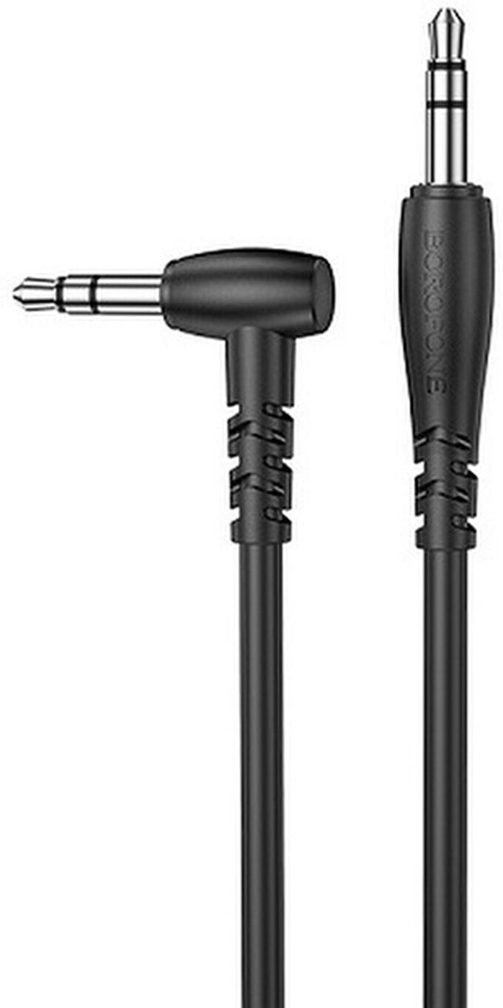 Кабель AUX, Jack 3,5mm(m) - Jack 3,5mm(m) Borofone BL10, 2м, круглый, боковой. черный