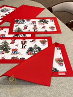 Ланчматы "Новый год" 45х35 см двусторонние, жесткие из ткани Duck