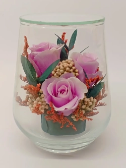 натуральные кустовые розы в стекле, вакуум*