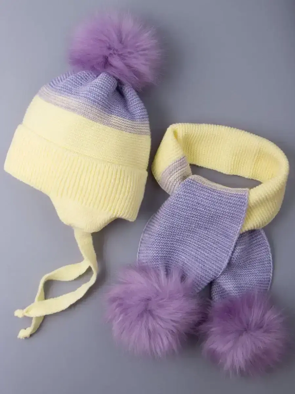 Шапка детская зимняя вязаная и шарф