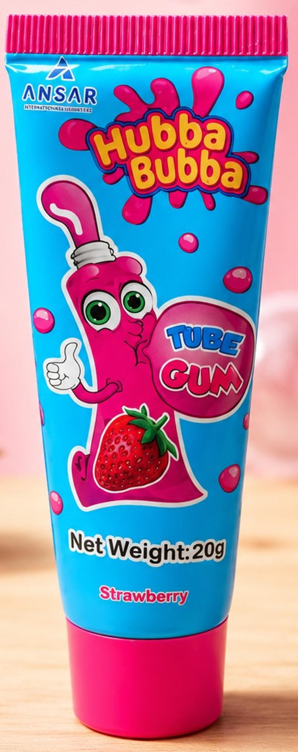 Жевательная резинка в тюбике со вкусом Клубники 20гр HubbaBubba 24шт