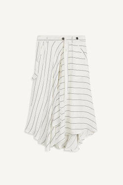 ZARA ЮБКА-МИДИ СО СРЕДНЕЙ ТАЛИЕЙ ИЗ СМЕСОВОГО ЛЬНА, ЭКРЮ