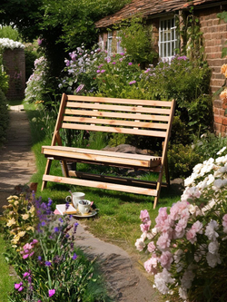 Складная скамья для дачи и дома Петра, деревянная со спинкой, из массива сосны, 103х88х47