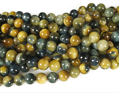 ш420-10 Микс соколиного и тигрового глаза шар 10мм, нить 19см