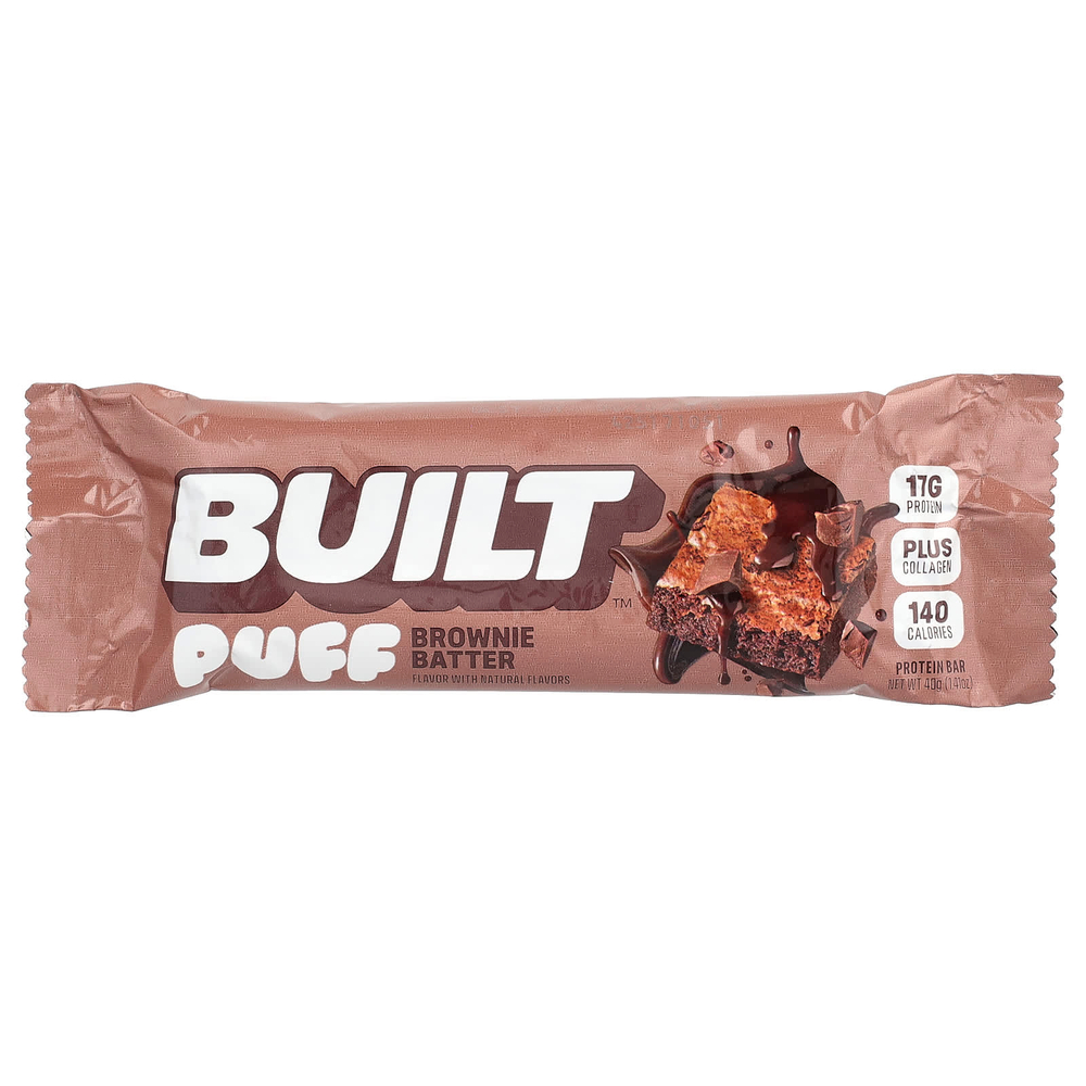 Built, Puff, протеиновые батончики, тесто для брауни, 12 батончиков по 40 г (1,41 унции)