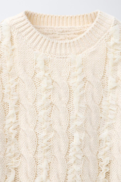 ZARA СВИТЕР С УЗОРОМ «КОСЫ», ЭКРЮ