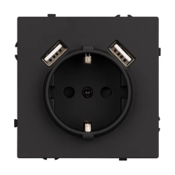 Механизм розетки с USB зарядкой SCT-NOBE-MUAA-SFPL-BK (230V, 16A) (Arlight, -) 054289