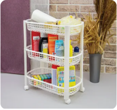 Этажерка 3х ярусная. Пластик. На колесиках