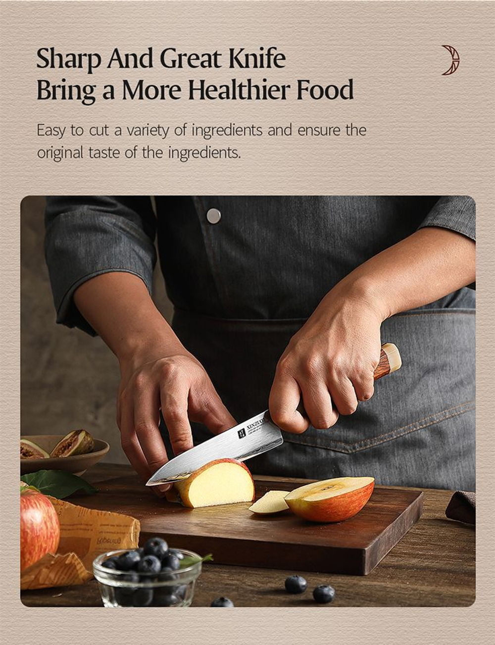 Кухонный нож Xinzuo X05Z Utility нож 5,5 дюймов клинок ZDP189 рукоять железное дерево и кость, длина лезвия 14 см