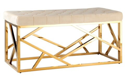 Банкетка мягкая LA ALTA EVE велюр бежево-розовая, золото