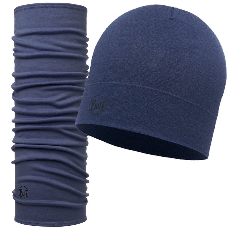 Комплект шапка шарф из шерсти Buff Solid Estate Blue Фото 1