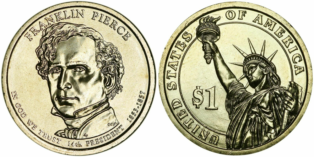 США 1 доллар 2010 Президент 14 - Франклин Пирс (1853-1857)