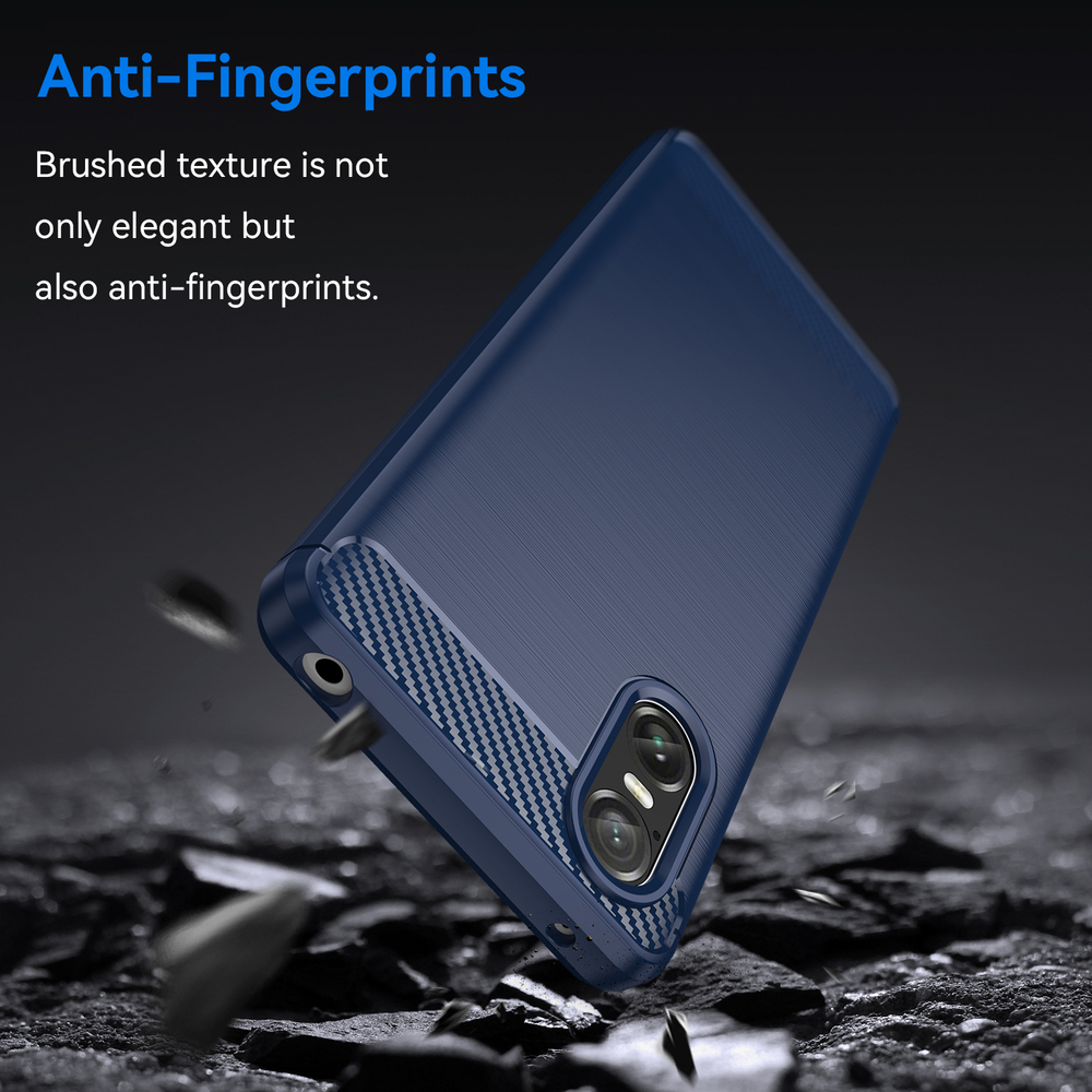 Чехол синего цвета с дизайном под карбон на Sony Xperia 10 VI (10-6), серия Carbon от Caseport