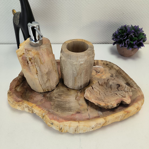 Набор из окаменелого дерева 4 предм Fossil Set NF-63073 поднос 30см*40см