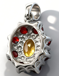 Ювелирная подвеска из серебра 925 пробы,вставка раух-топаз,цитрин