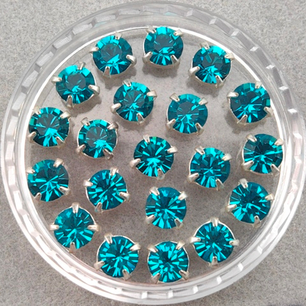 Шатоны Preciosa MAXIMA в оправах, Blue Zircon/Silver