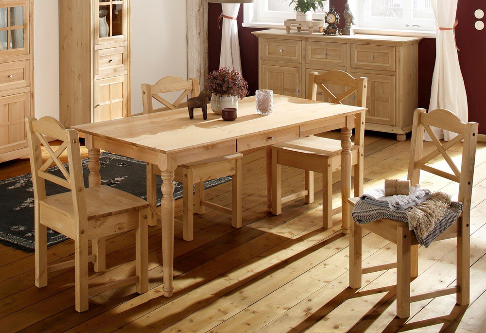 Комплект прочных стульев Ванда 45х45 см с анатомической спинкой, 4 шт. из массива сосны в натуральном цвете, для кухни, столовой, гостиной и дома