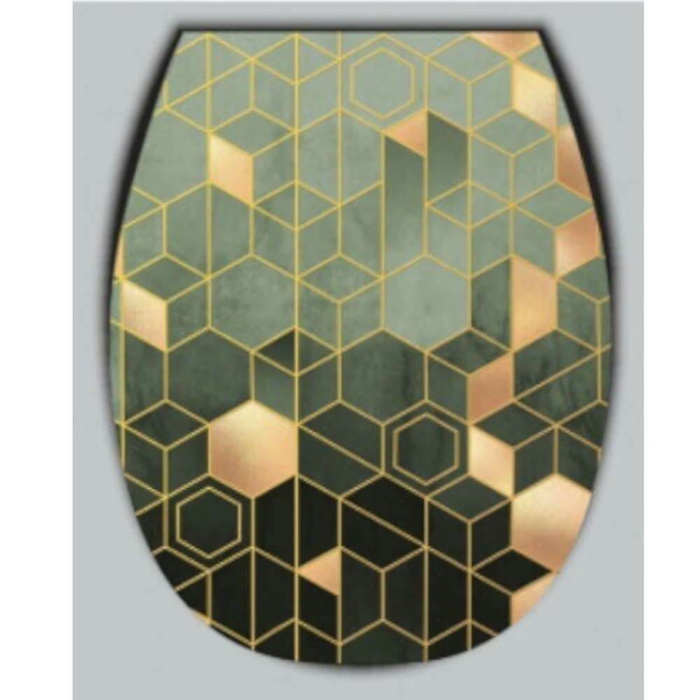 Сиденье для унитаза с детской накладкой "Океан LUX" с рисунком "Абстракция соты зеленые"